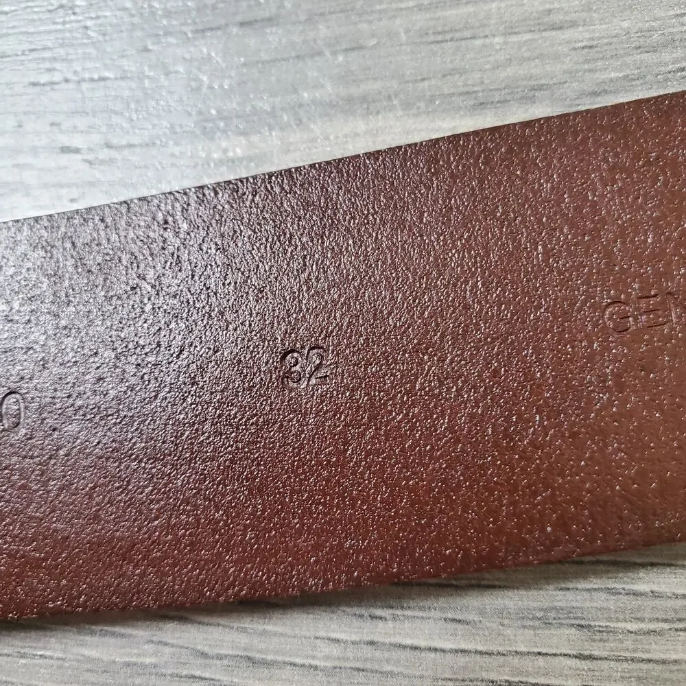 Tommy Bahama Belt Mens 32 Brown Leather Marlin Brass Buckle Genuine Top Grain
